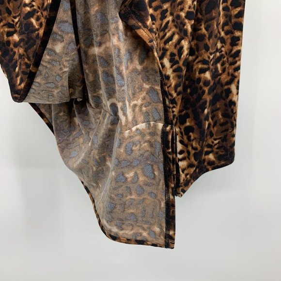 Calvin Klein Dress One Shoulder Leopard Print Mini Brown Black - Picture 9 of 15